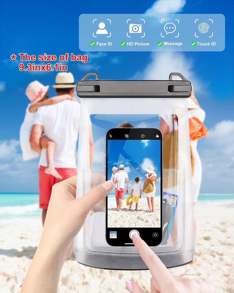 Jzocon Waterproof Phone Pouch for iPhone 16 15 14 11 Pro Max & Galaxy S24 S21 - Floating Large Capacity Dry Bag Stores Sunscreen, Sunglasses - Oversized Waterproof Bag for Beach, Swimming, Kayaking - Image 3